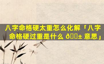 八字命格硬太重怎么化解「八字命格硬过重是什么 🐱 意思」